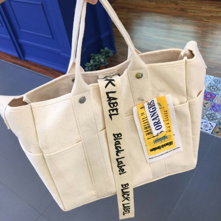 Black Label Shopper Canvas Adorable Eco Bag Three 