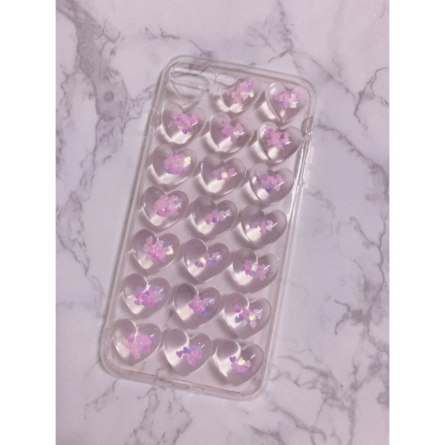 New Heart Glitter Embossed Aqua Pink Case iPhone 7