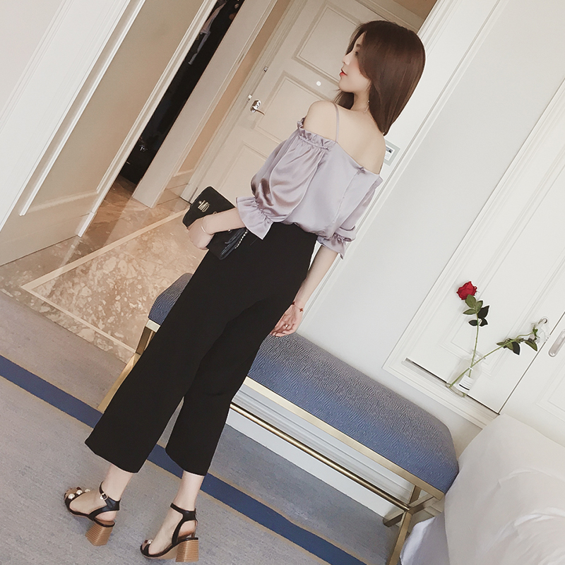 New Women's Pants O-ring Black Wide Slacks Femi