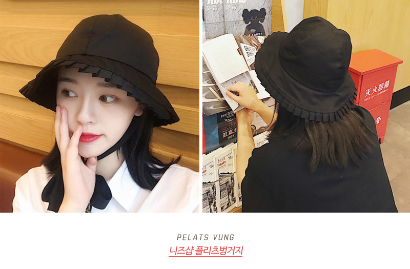 Women Sun Hats Pleat Ribbon Buckets Hat Women's