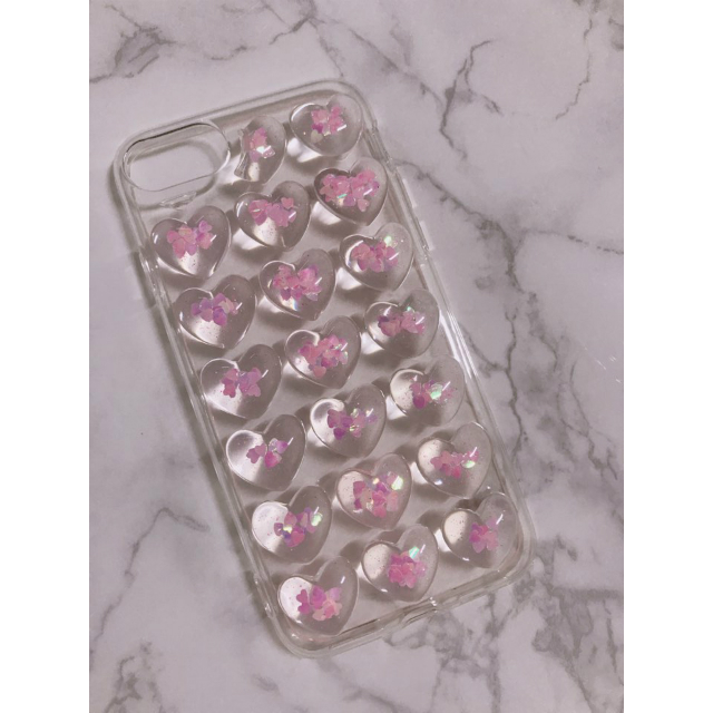 New Heart Glitter Embossed Aqua Pink Case iPhone 7