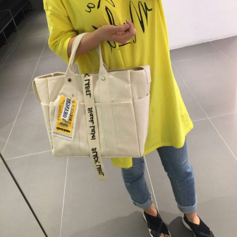 Black Label Shopper Canvas Adorable Eco Bag Three 