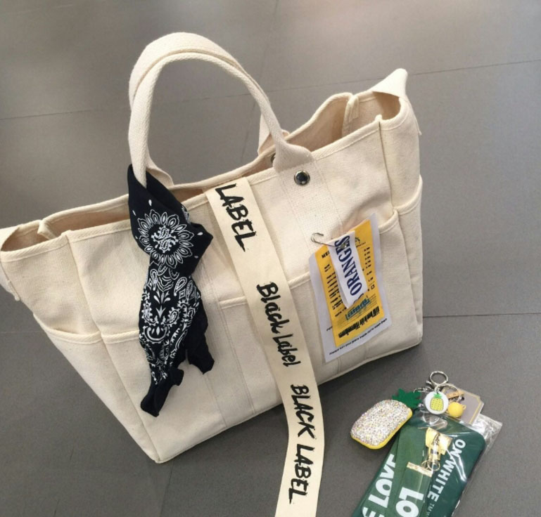 Black Label Shopper Canvas Adorable Eco Bag Three 