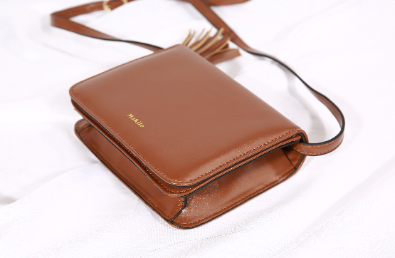 New Mini Square Tassel Cross Bag 2COL Leather Leat