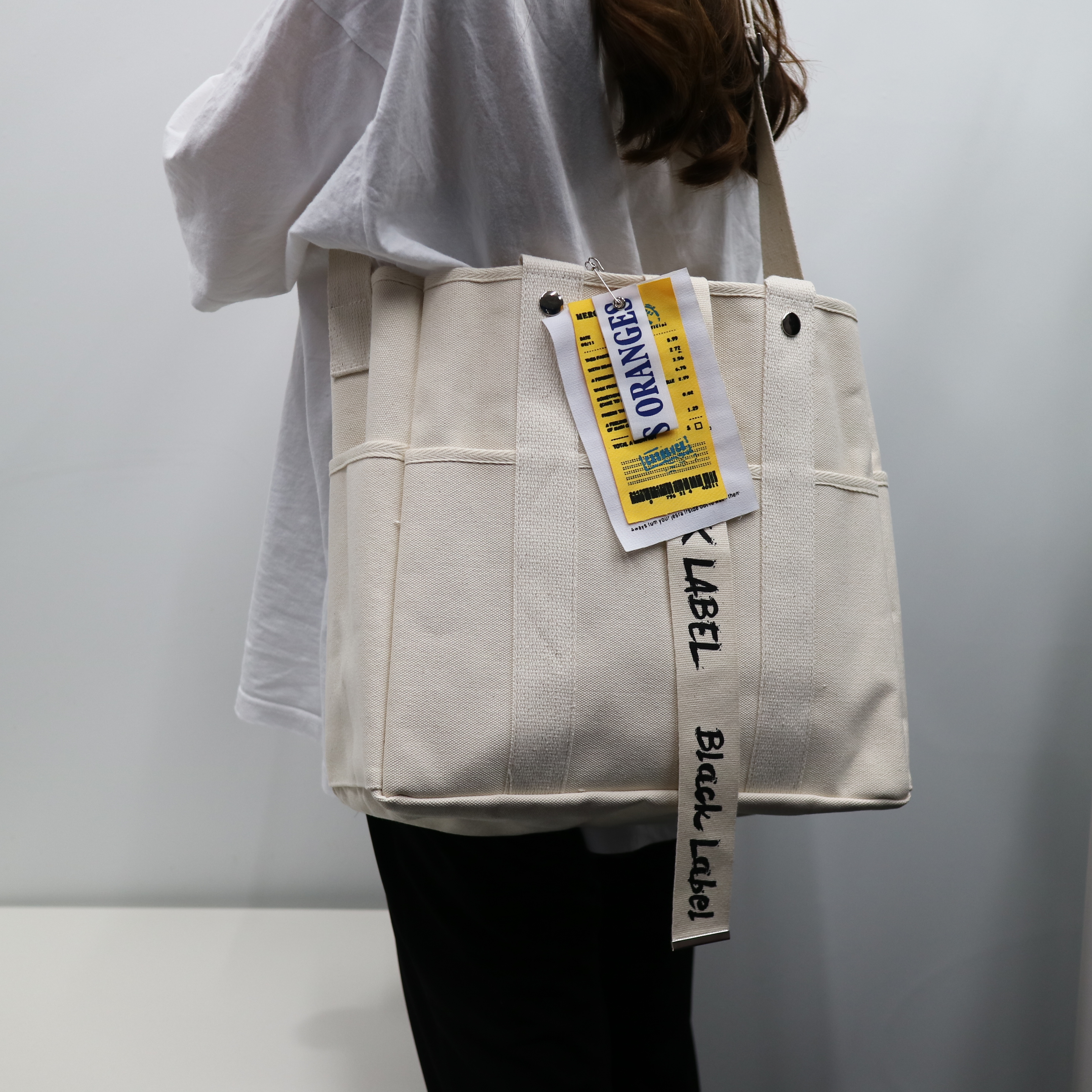 Black Label Canvas Eco Bag Ladies Vacance Look Nat