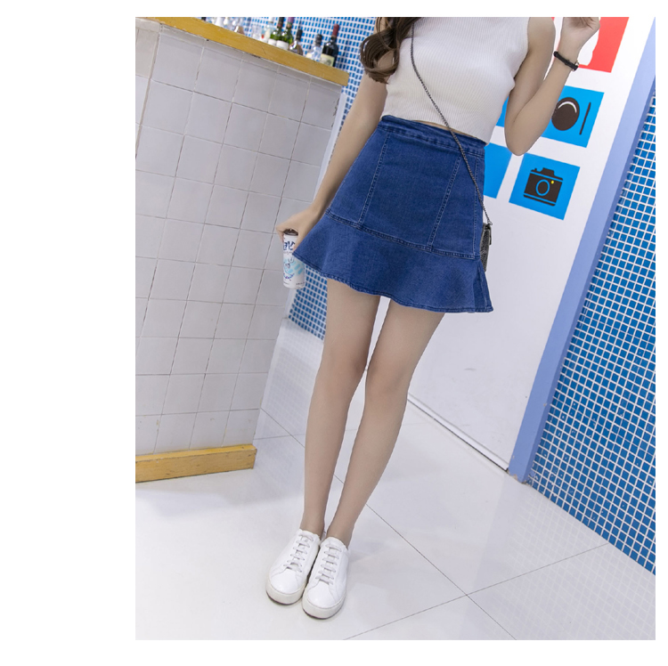 Denim Skirt Frilly high-waisted vintage denim jean