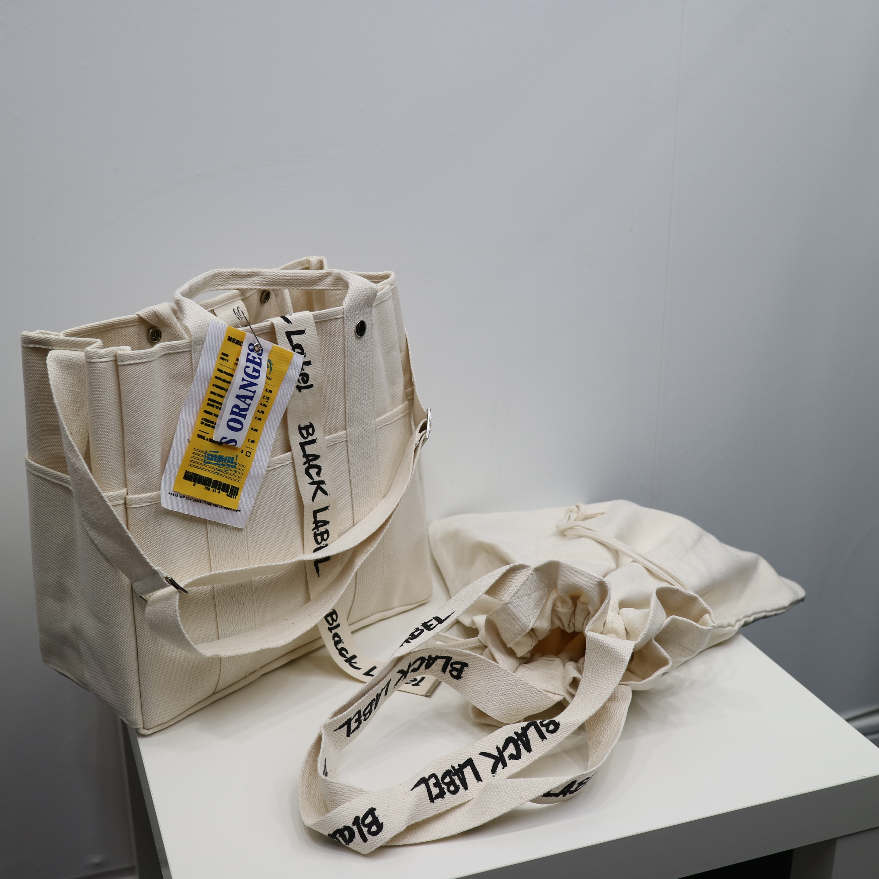 Black Label Canvas Eco Bag Ladies Vacance Look Nat