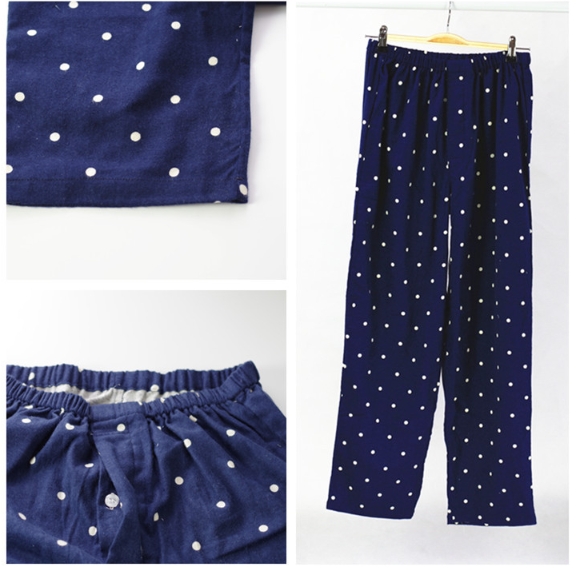 New Dot Navy Couple Cotton Pajamas