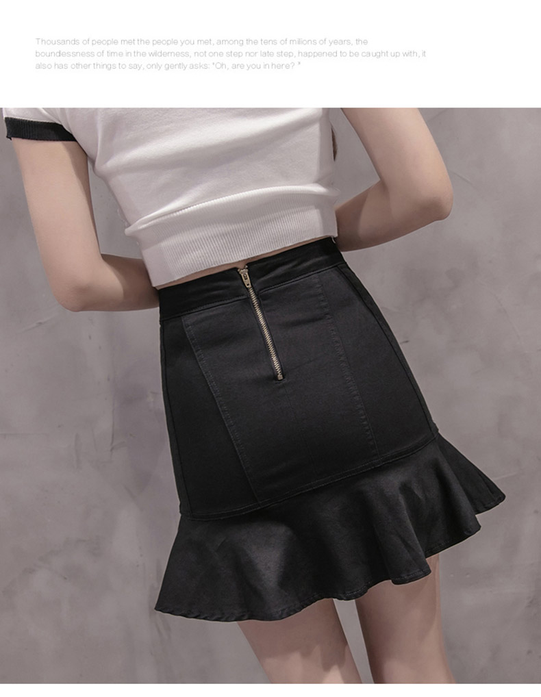 Denim Skirt Frilly high-waisted vintage denim pant