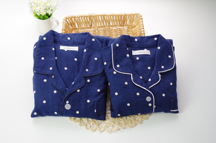 New Dot Navy Couple Cotton Pajamas