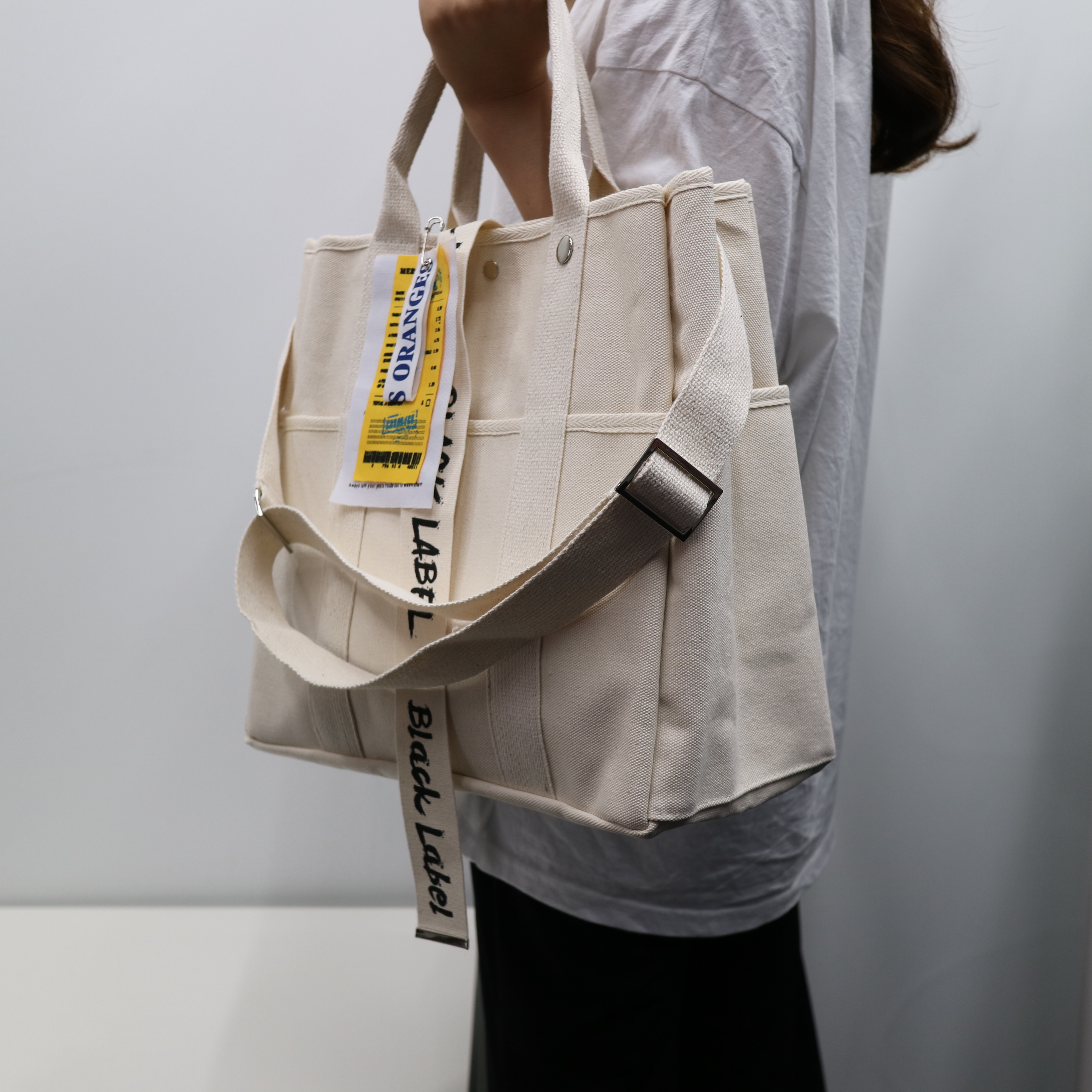 Black Label Canvas Eco Bag Ladies Vacance Look Nat