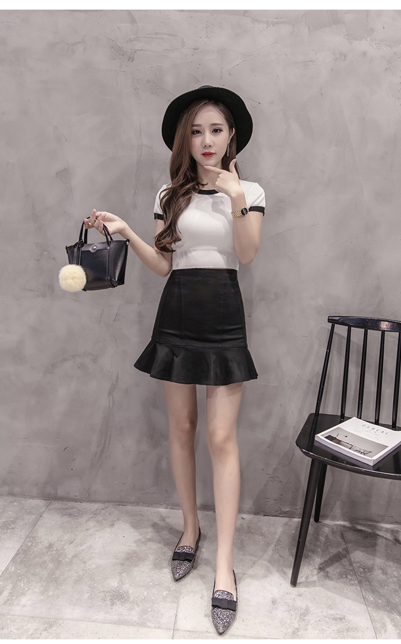 Denim Skirt Frilly high-waisted vintage denim pant