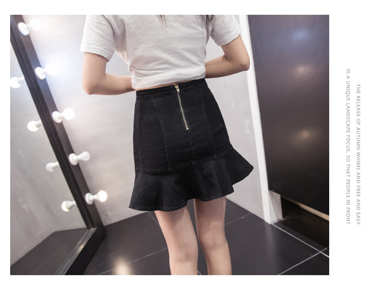 Denim Skirt Frilly high-waisted vintage denim jean