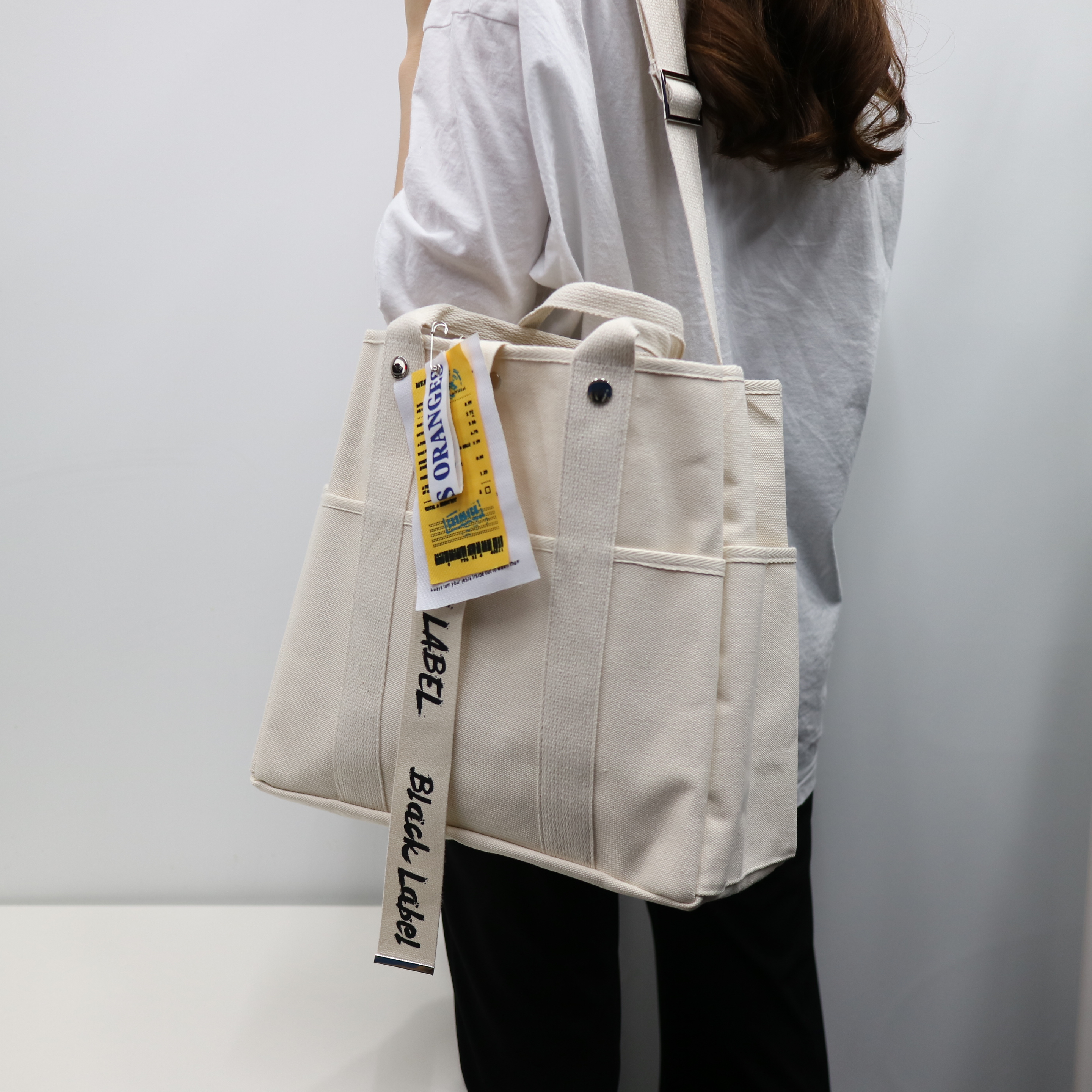 Black Label Canvas Eco Bag Ladies Vacance Look Nat