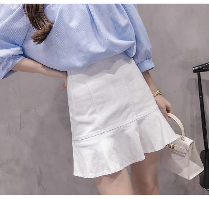 Denim Skirt Frilly high-waisted vintage denim pant