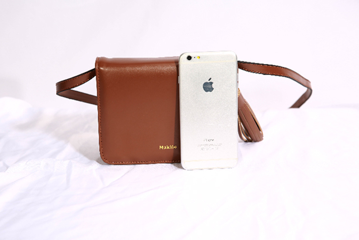 New Mini Square Tassel Cross Bag 2COL Leather Leat