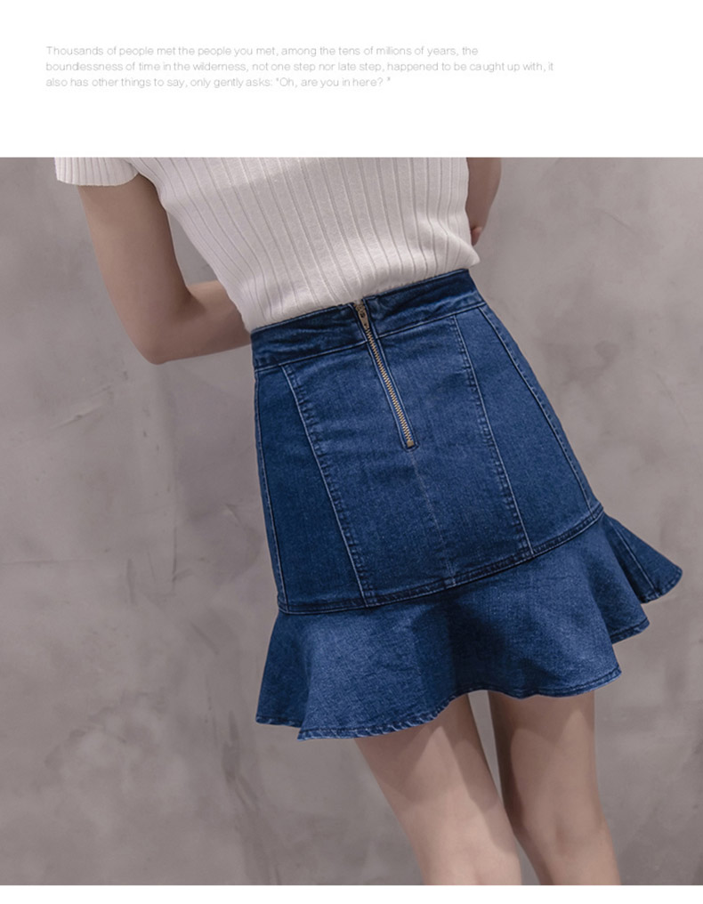 Denim Skirt Frilly high-waisted vintage denim pant