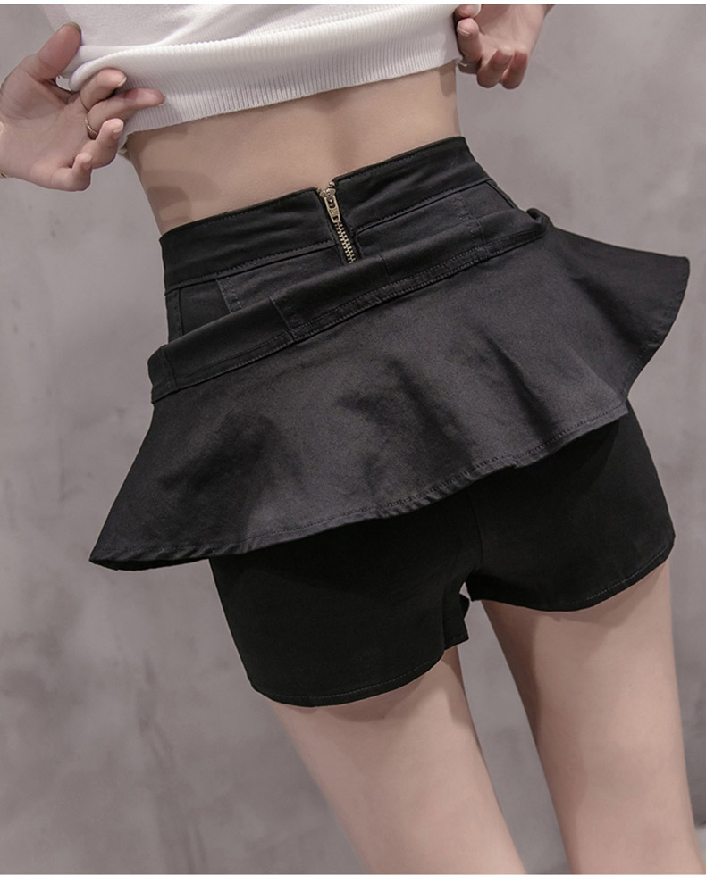 Denim Skirt Frilly high-waisted vintage denim pant