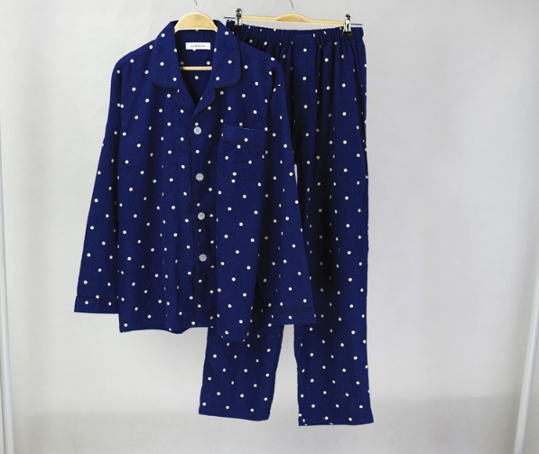New Dot Navy Couple Cotton Pajamas