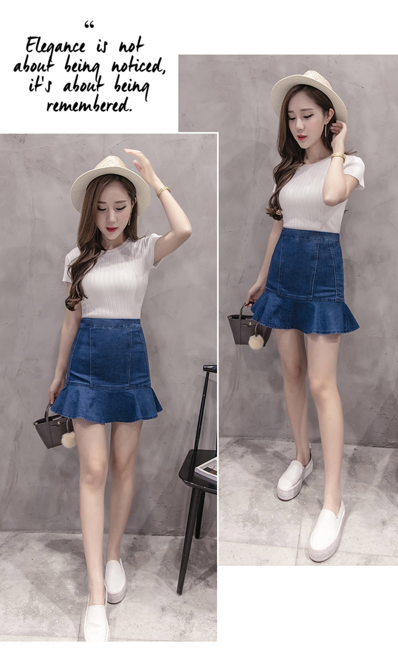 Denim Skirt Frilly high-waisted vintage denim pant