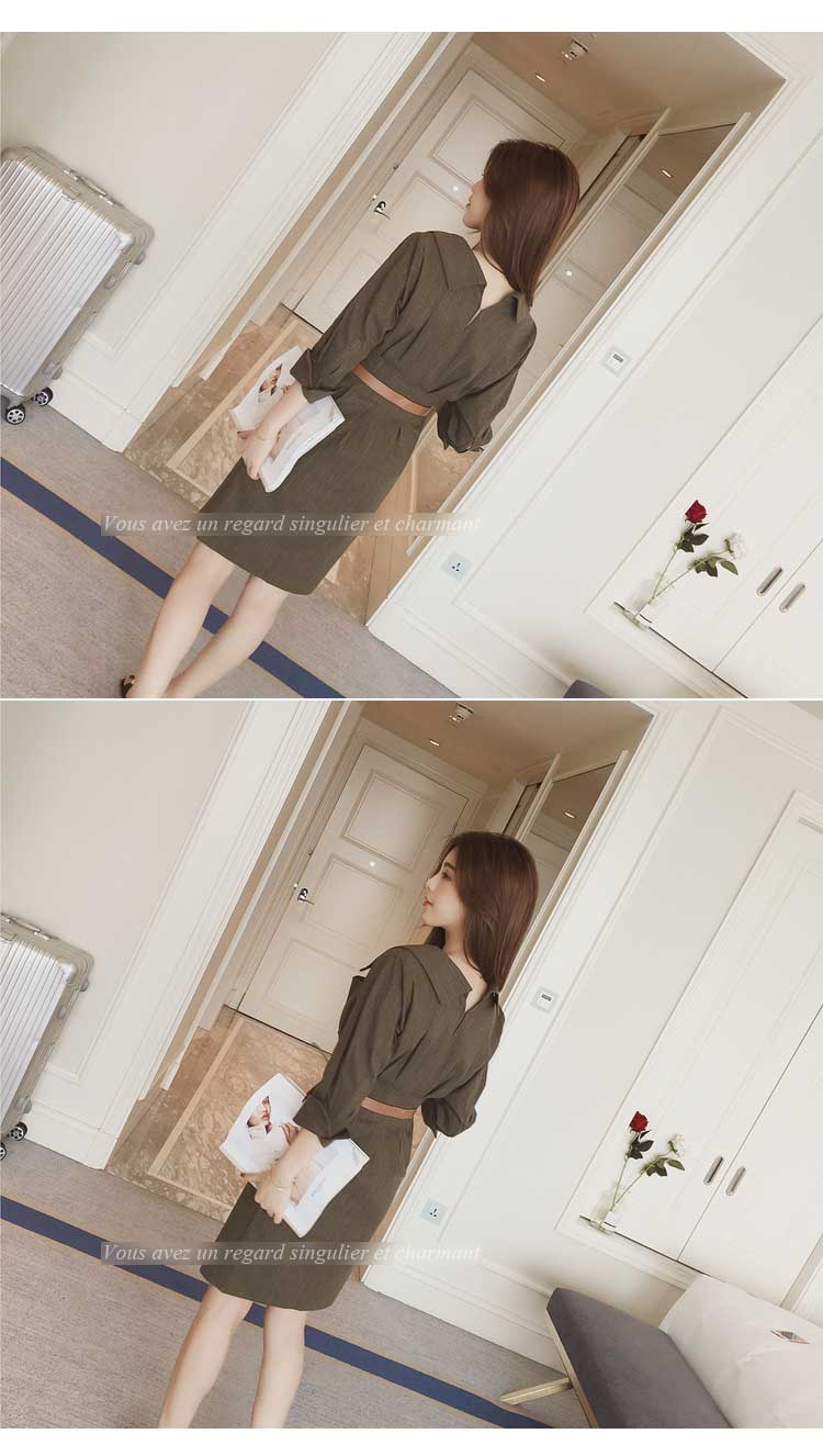 New Stripe Side Shirt Dress Khaki, Belt set Women&