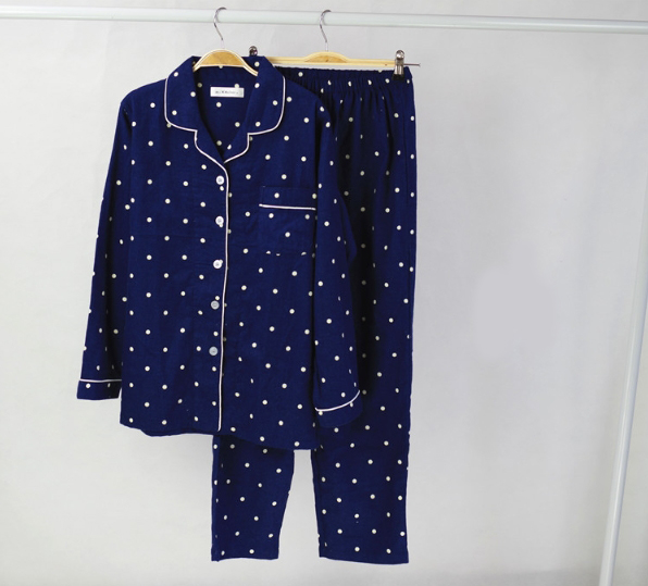 New Dot Navy Couple Cotton Pajamas