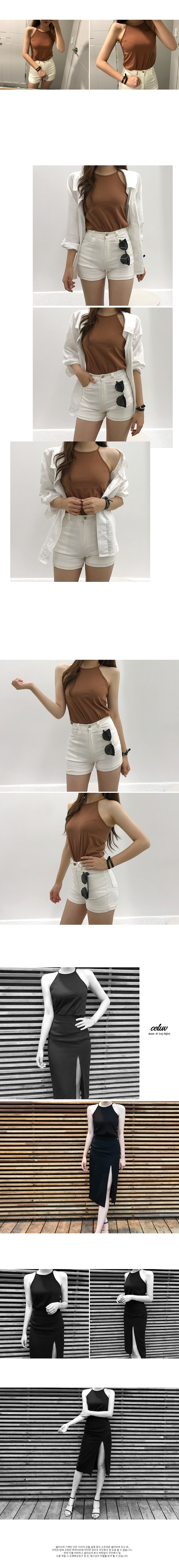 Cell Love Halter Nose Sleeveless Basic T-shirt Sum