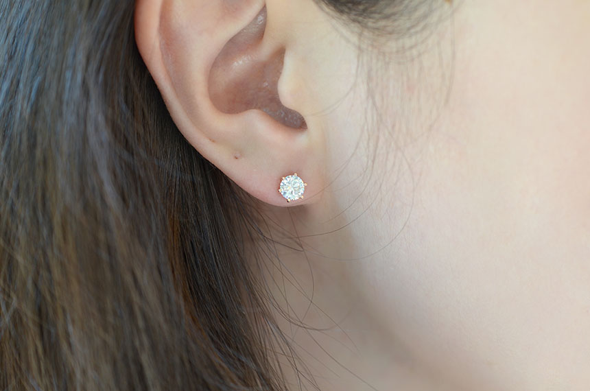 Diamond Cutting 14k Cubic Earring 4mm, 5mm