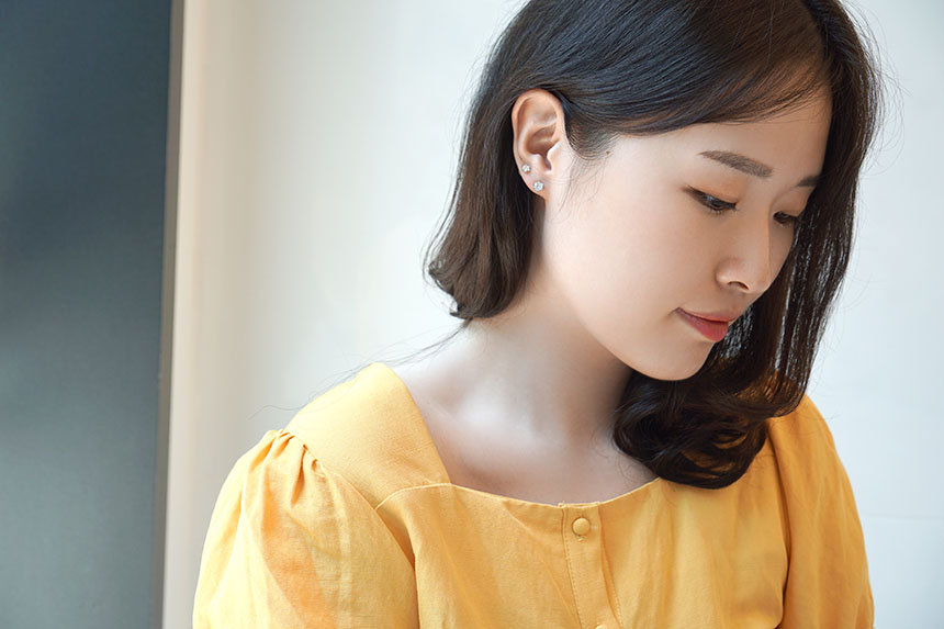 Diamond Cutting 14k Cubic Earring 4mm, 5mm