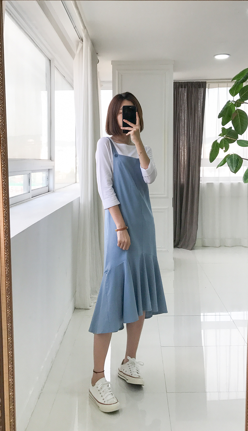 Needle Coat Neck Roll Up 7 Pcs Tencel T-Shirt High