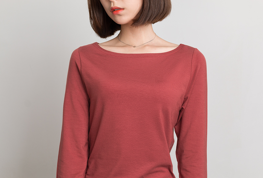 Needle Coat Neck Roll Up 7 Pcs Tencel T-Shirt High