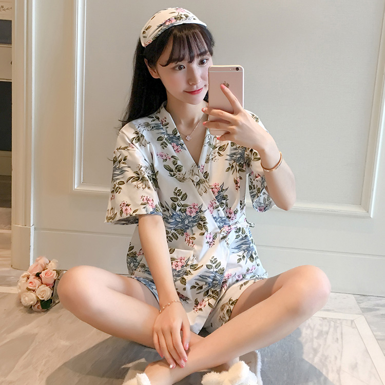 New Yukata pajamas flower short-sleeved pajama set