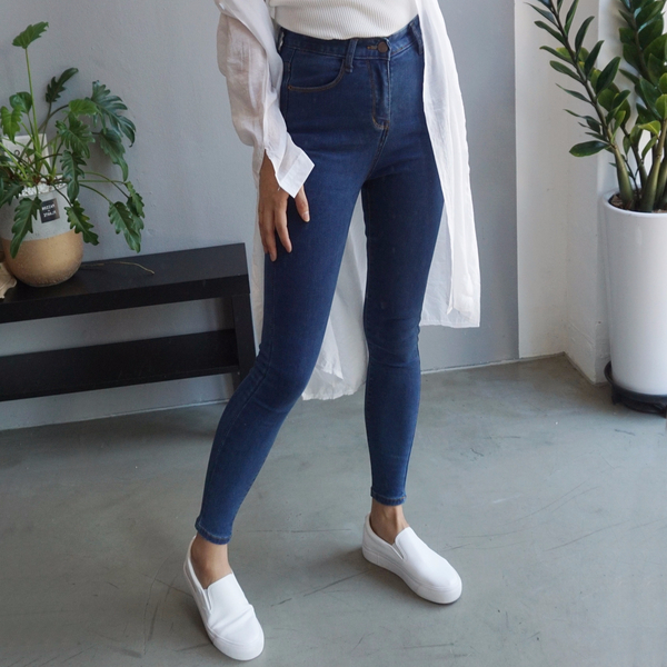 Women Jeans Pants High Waist Roll Up Long Span Ski