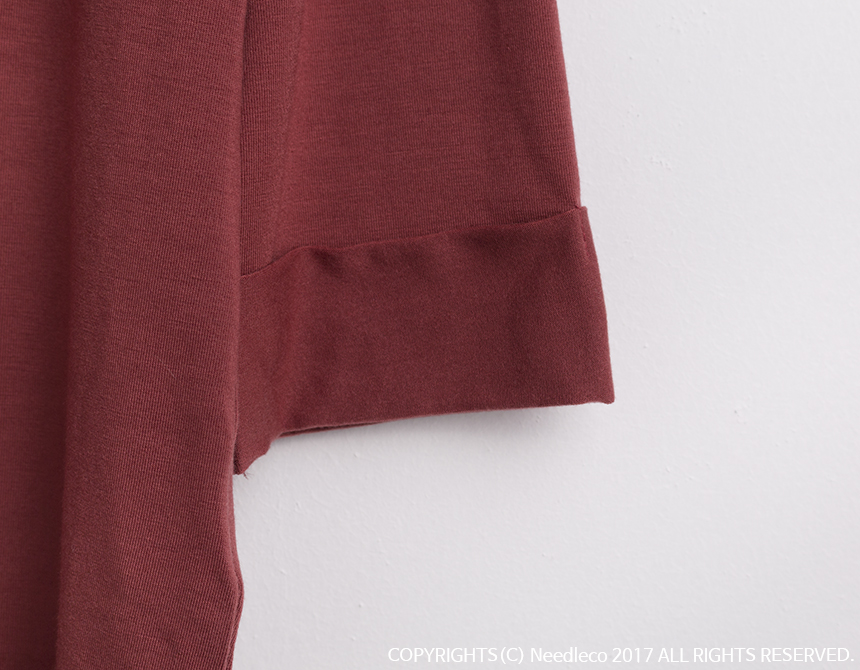 Needle Coat Neck Roll Up 7 Pcs Tencel T-Shirt High