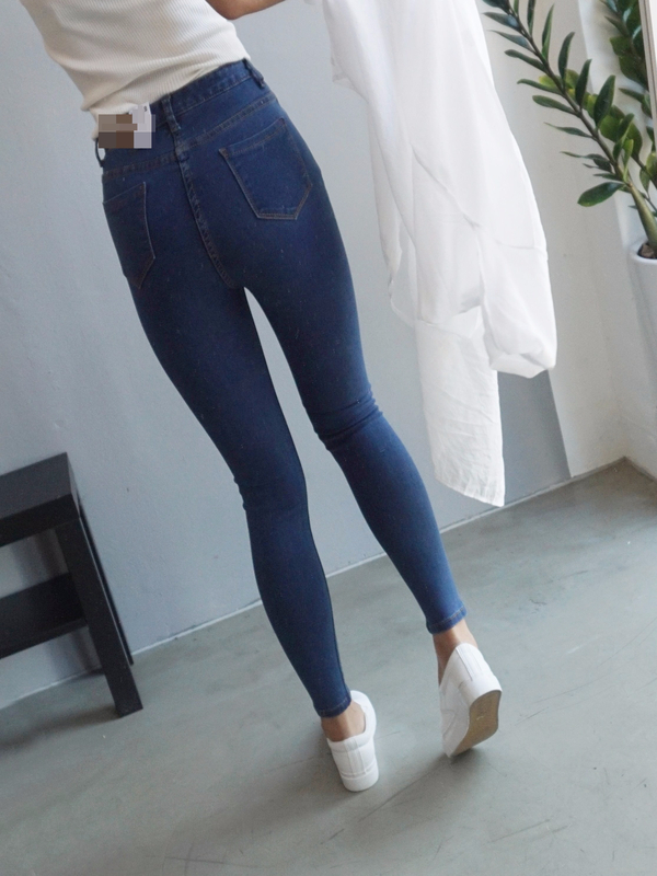 Women Jeans Pants High Waist Roll Up Long Span Ski