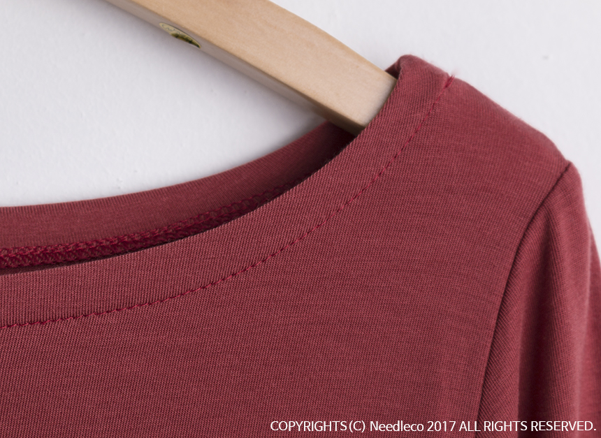 Needle Coat Neck Roll Up 7 Pcs Tencel T-Shirt High