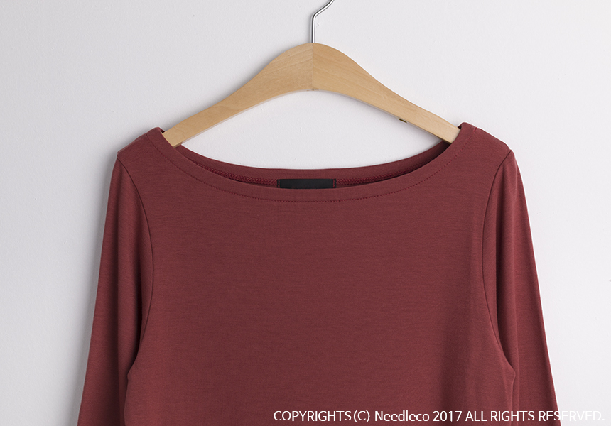 Needle Coat Neck Roll Up 7 Pcs Tencel T-Shirt High