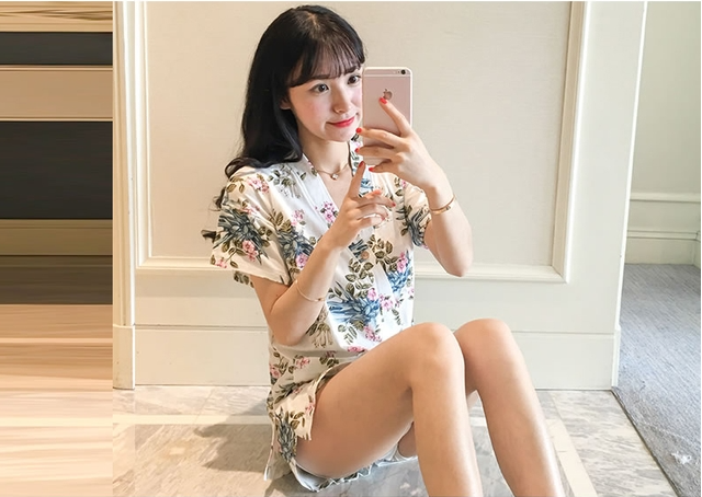 New Yukata pajamas flower short-sleeved pajama set