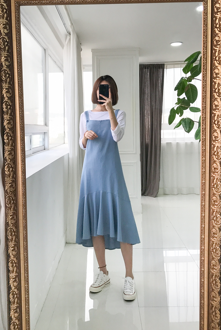 Needle Coat Neck Roll Up 7 Pcs Tencel T-Shirt High