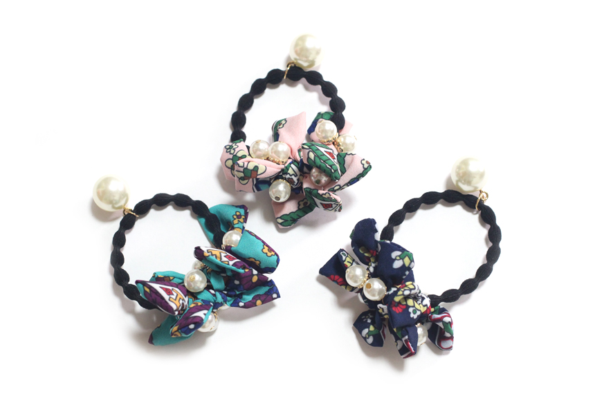 Cute ribbon pearl hair lace head lace point Simple