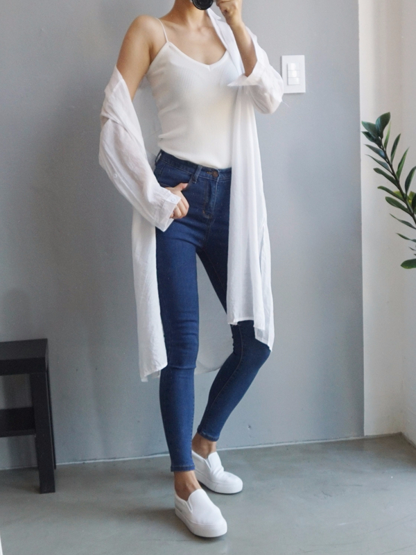 Women Jeans Pants High Waist Roll Up Long Span Ski