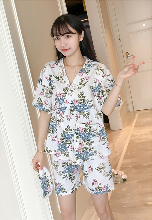 New Yukata pajamas flower short-sleeved pajama set