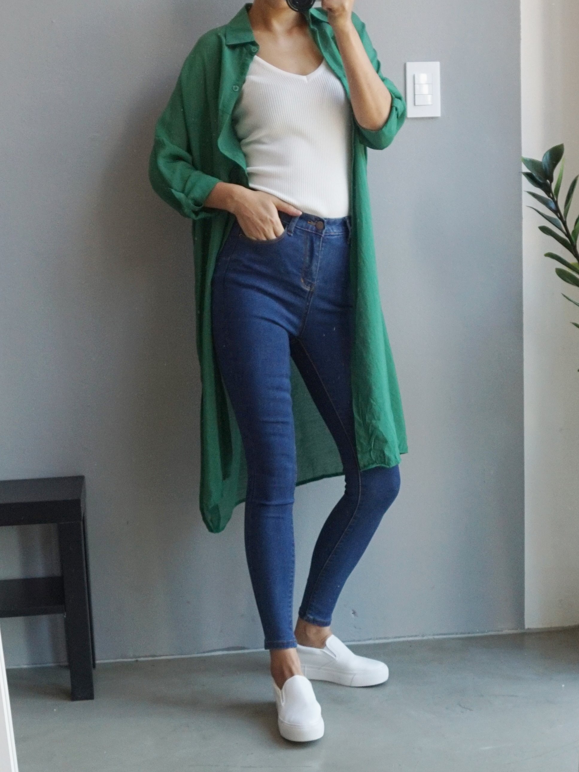 Women Jeans Pants High Waist Roll Up Long Span Ski