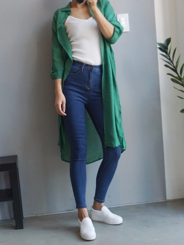 Women Jeans Pants High Waist Roll Up Long Span Ski