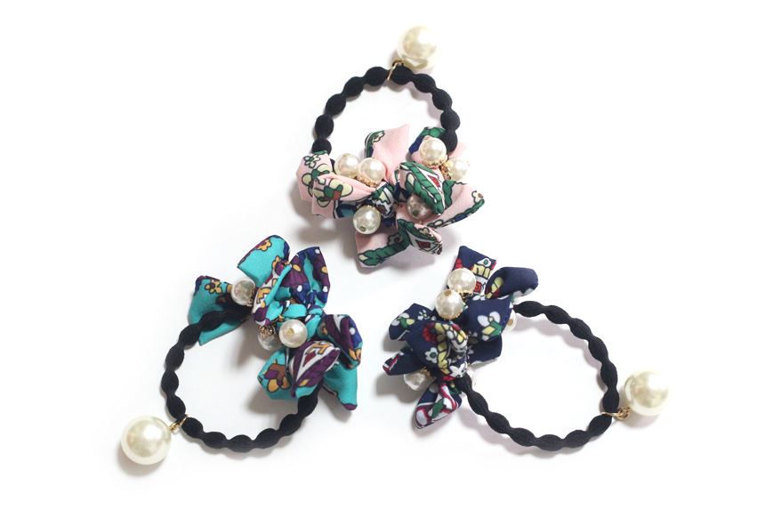 Cute ribbon pearl hair lace head lace point Simple