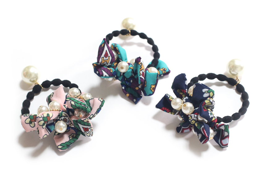 Cute ribbon pearl hair lace head lace point Simple