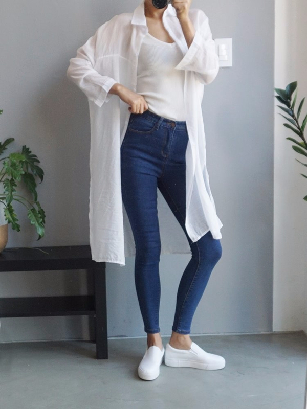 Women Jeans Pants High Waist Roll Up Long Span Ski