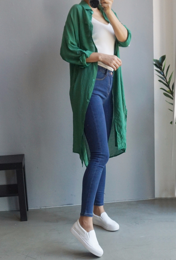 Women Jeans Pants High Waist Roll Up Long Span Ski