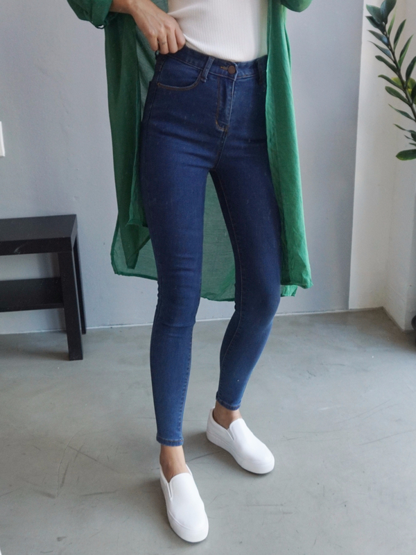 Women Jeans Pants High Waist Roll Up Long Span Ski