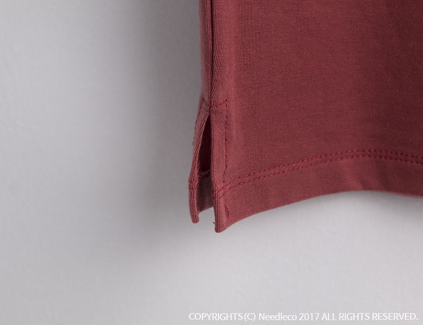 Needle Coat Neck Roll Up 7 Pcs Tencel T-Shirt High